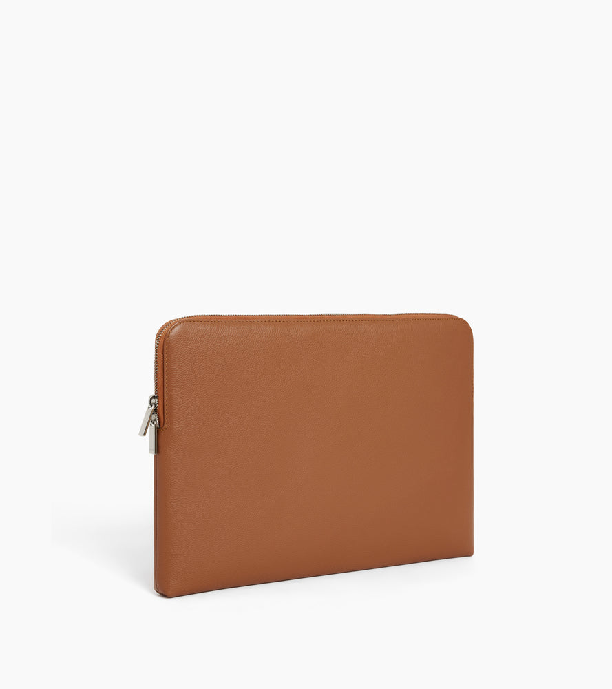 Pochette ordinateur 14" en cuir grainé