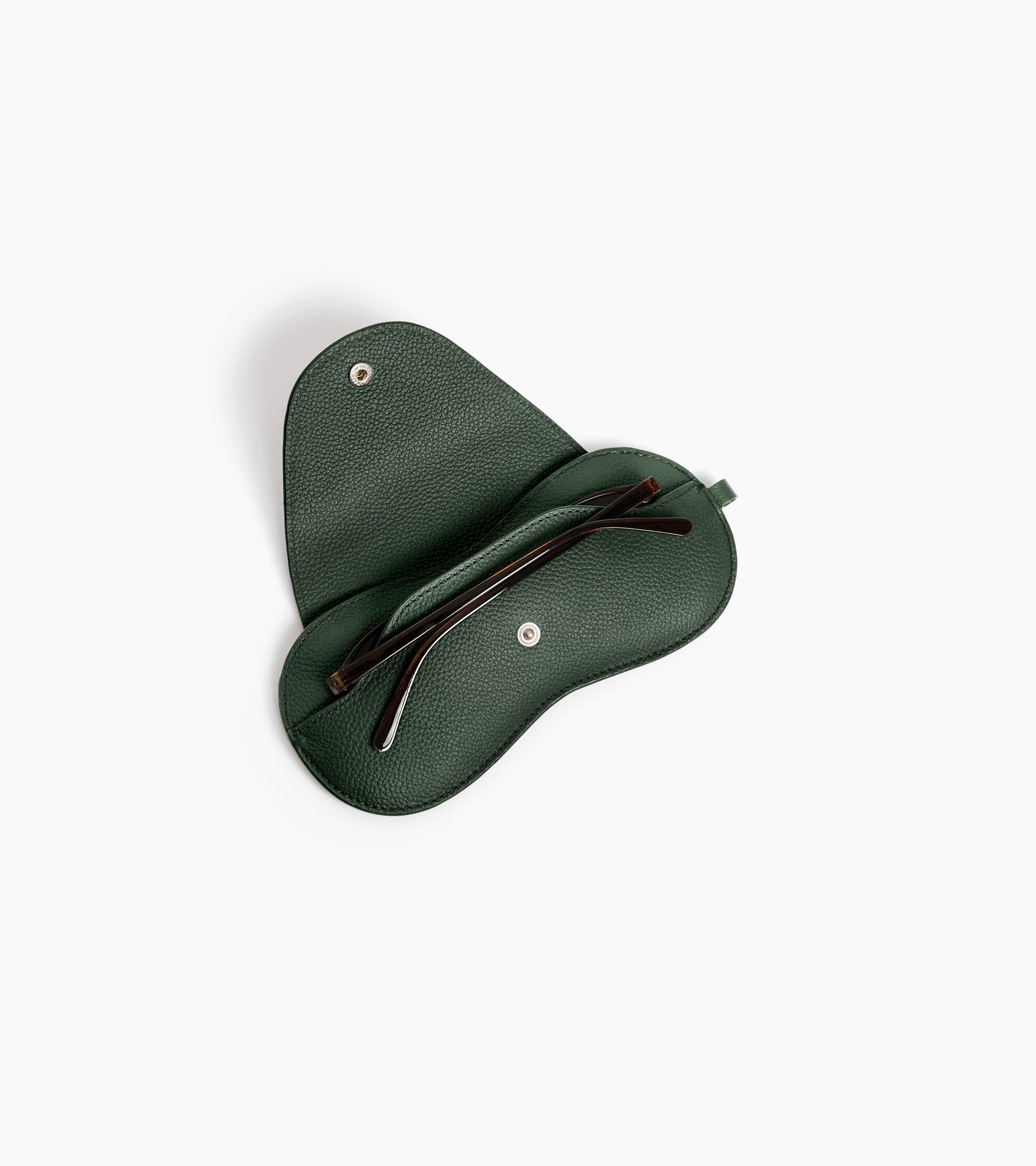 Glasses case with charms in grained leather