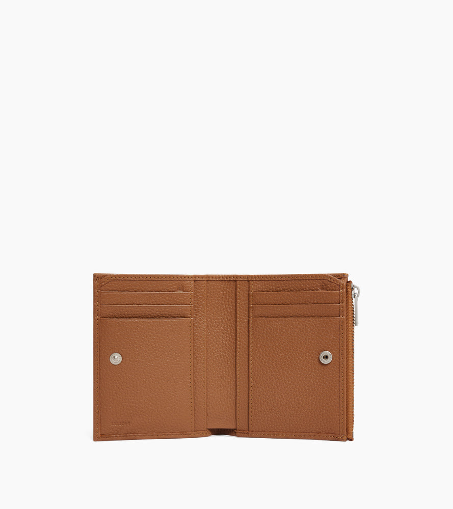 Portefeuille moyen modèle zippé Charles en cuir grainé