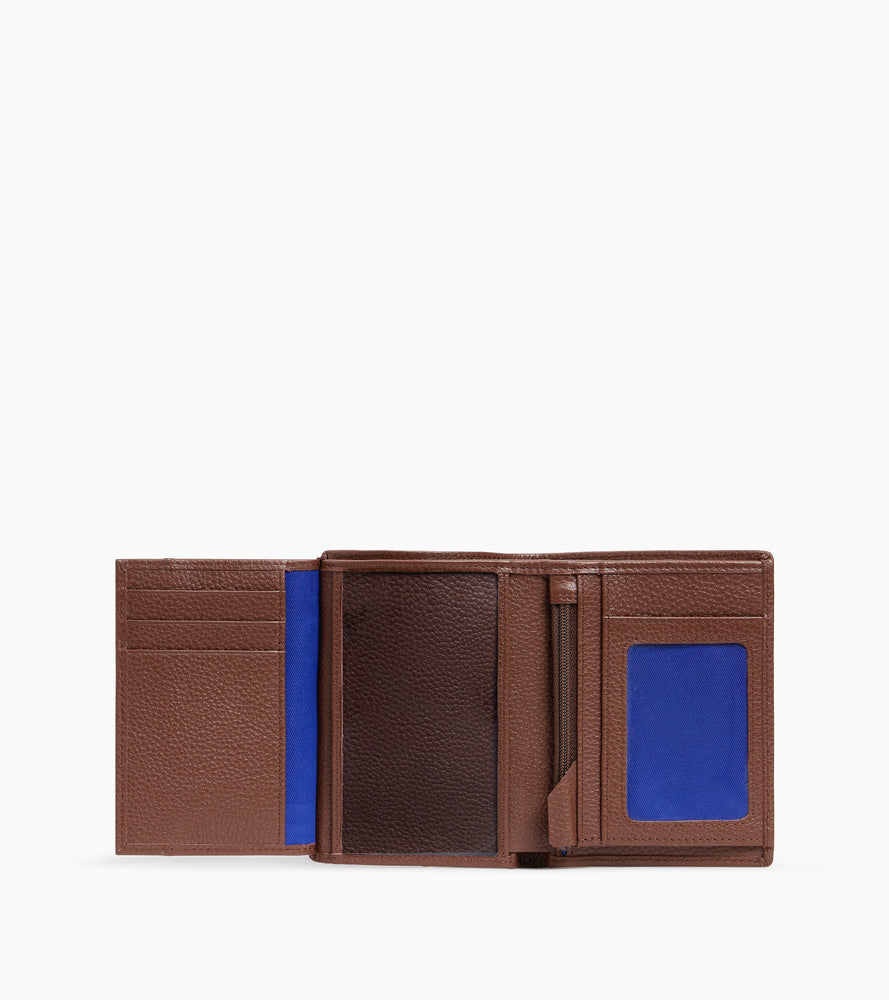 Portefeuille moyen modèle vertical zippé 2 volets Charles en cuir grainé