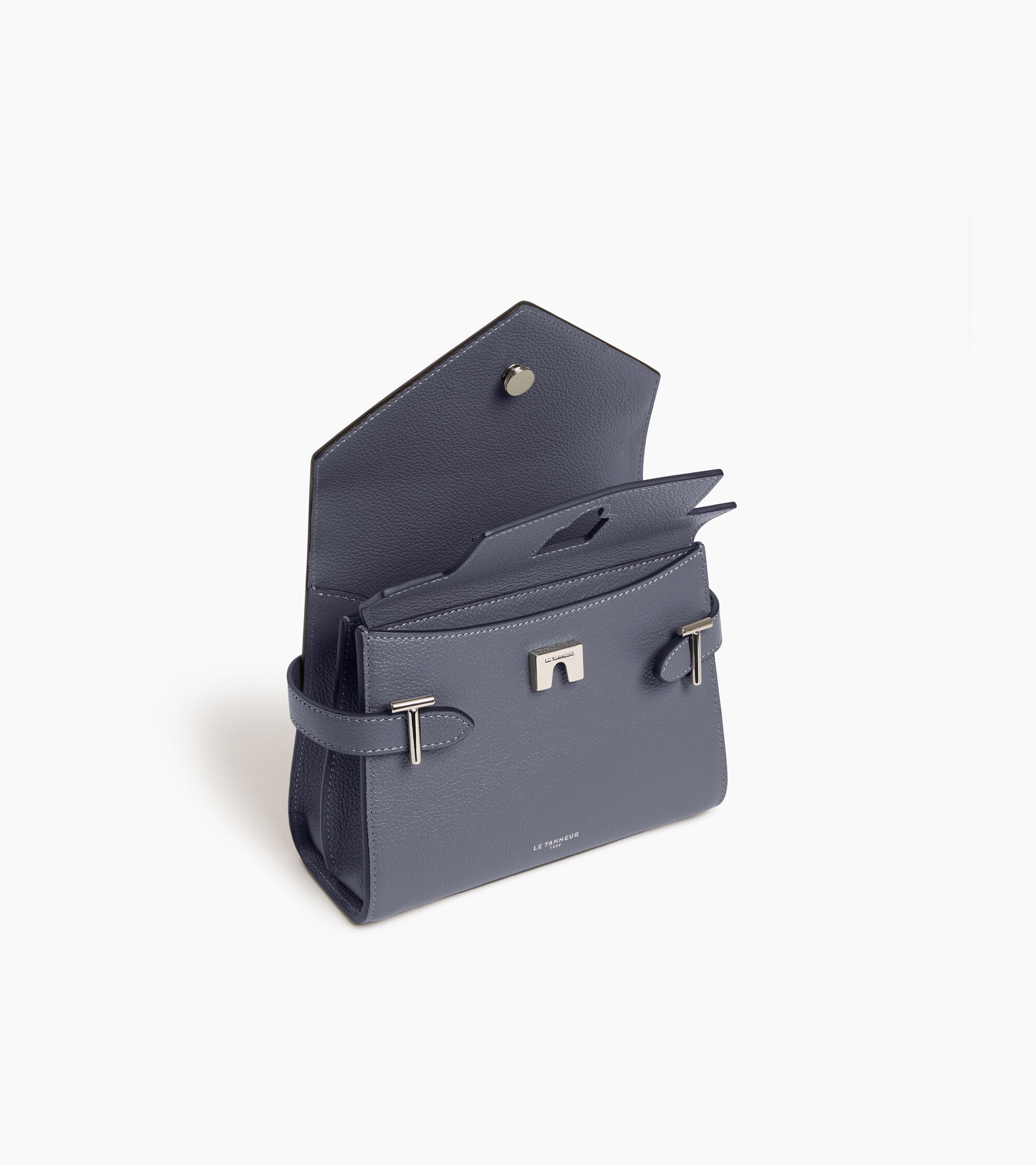Emilie small handbag with double flap in grained leather