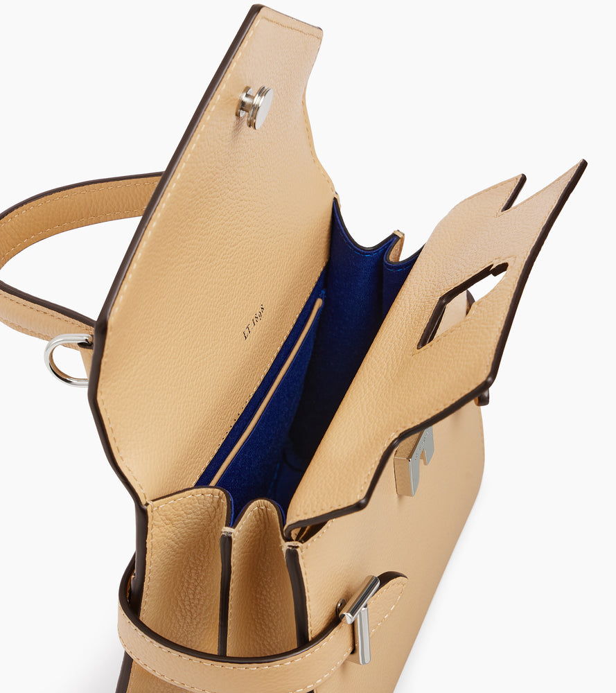 Petit sac à main double rabat Emilie en cuir grainé