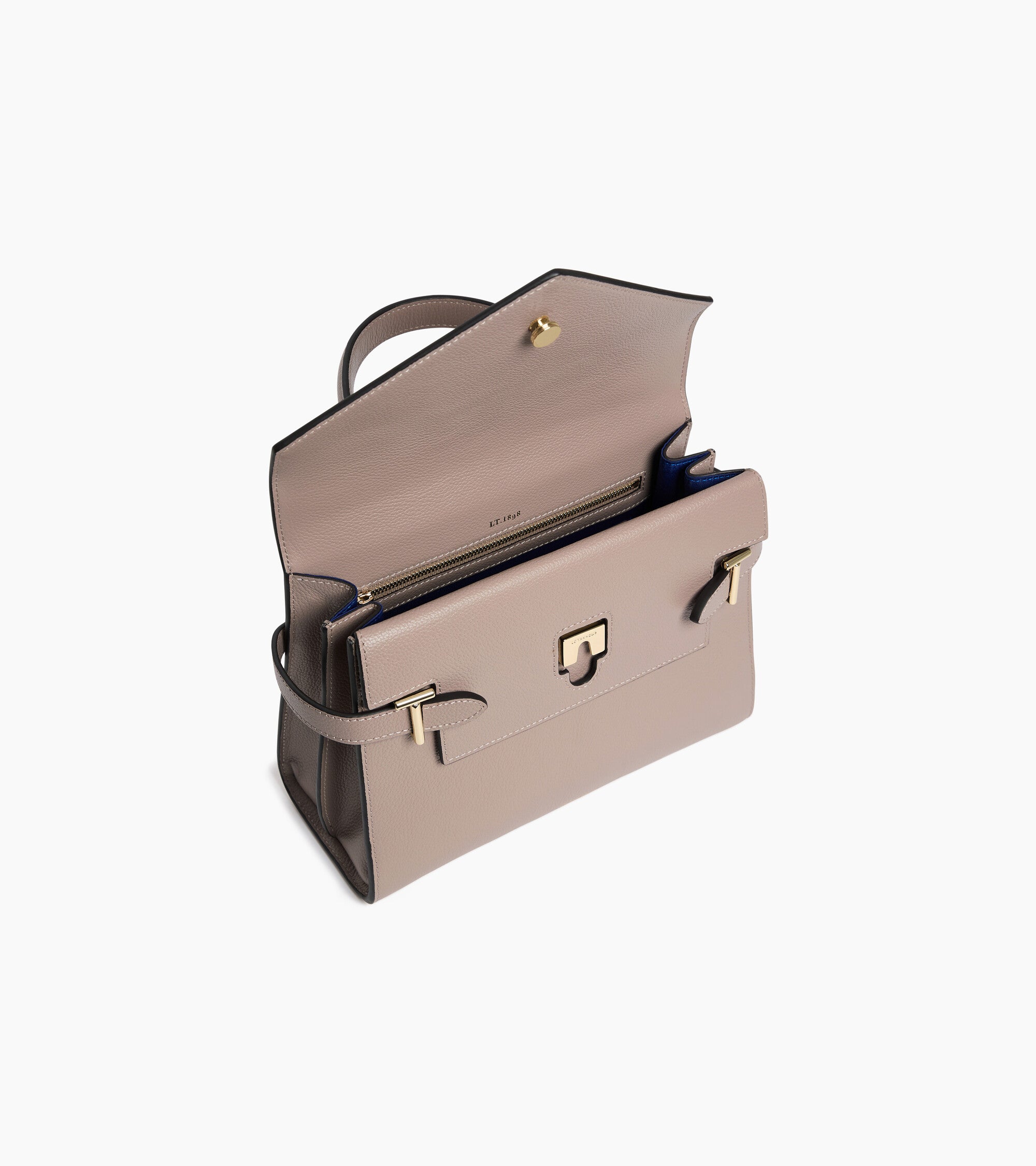 Emilie medium handbag with double flap in grained leather