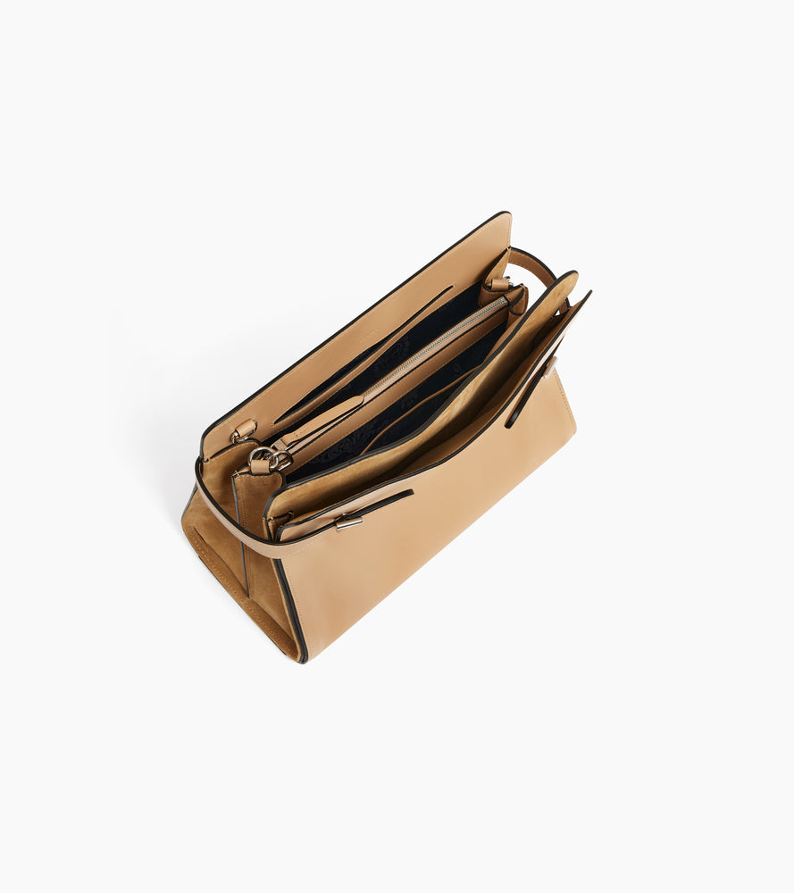 Sac porté épaule grand modèle Emie en cuir lisse et nubuck