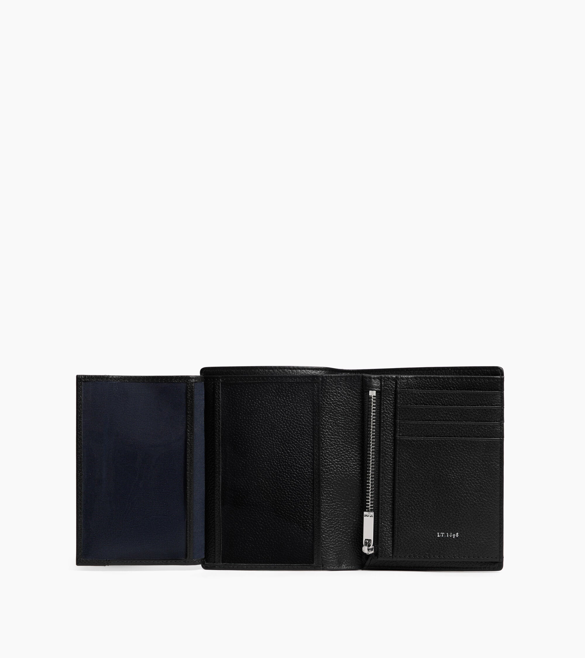 Kleine Bifold-Brieftasche im Hochformat mit Reißverschluss Lucien aus genarbtem Leder