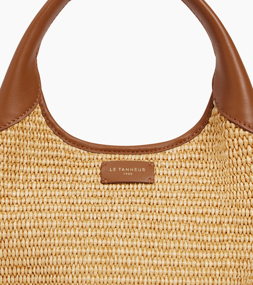 Petit sac à main Juliette effet raphia et cuir lisse