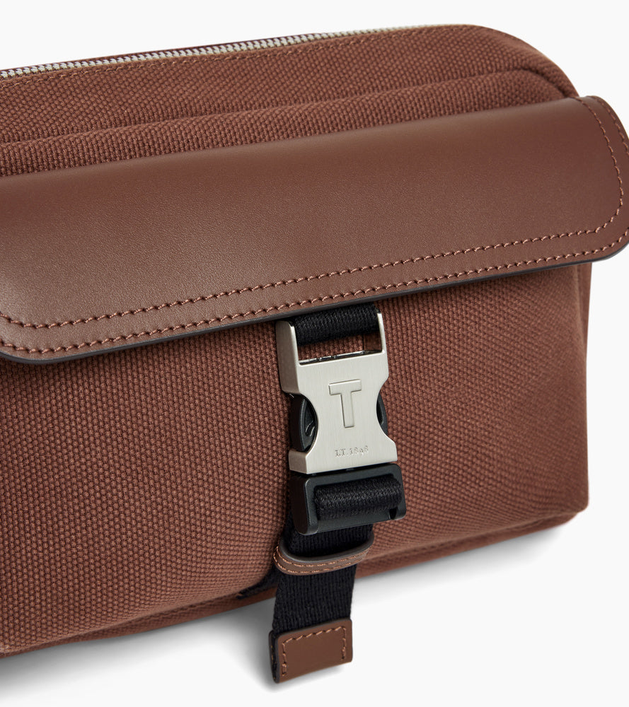 Petit sac bandoulière Maurice en toile coton et cuir lisse