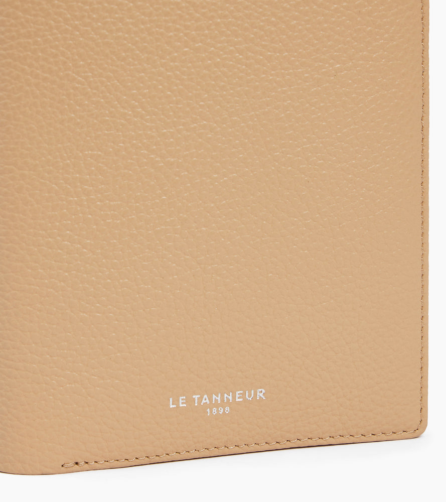 Portefeuille vertical zippé Emile en cuir grainé