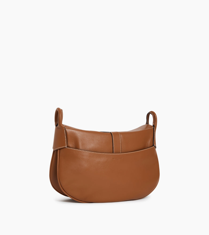 Petit sac bandoulière Pia en cuir lisse et peau lainée