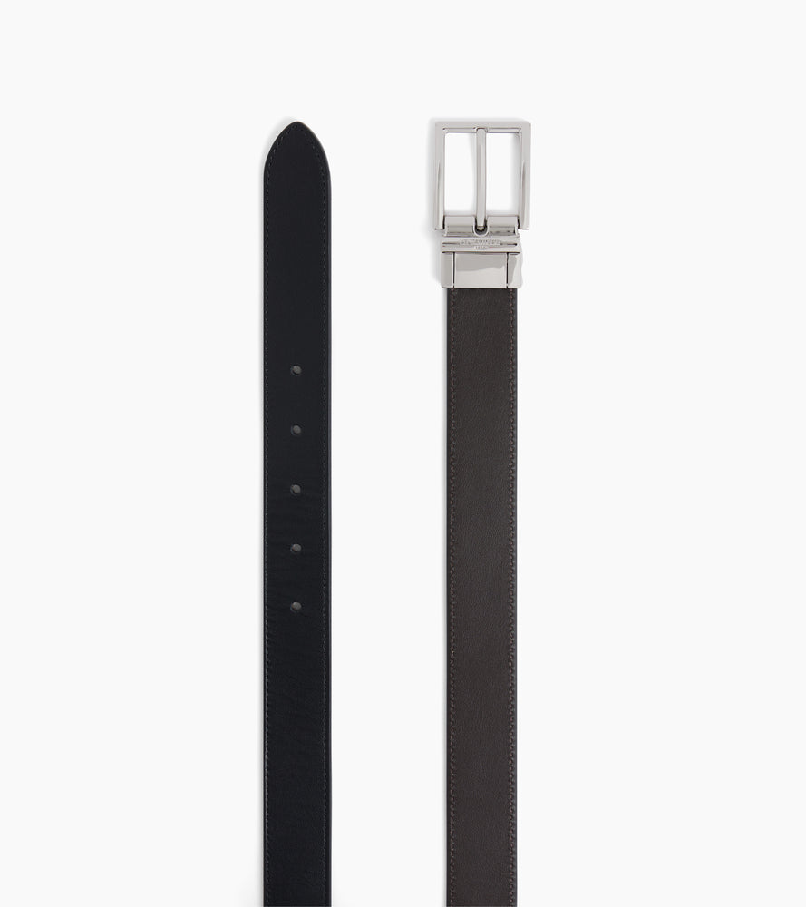 Ceinture réversible homme avec boucle rectangle en cuir lisse